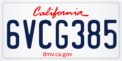 CA license plate 6VCG385