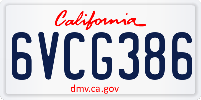 CA license plate 6VCG386
