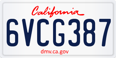 CA license plate 6VCG387