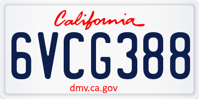CA license plate 6VCG388