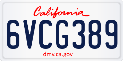 CA license plate 6VCG389