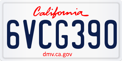 CA license plate 6VCG390