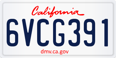 CA license plate 6VCG391