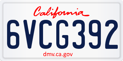 CA license plate 6VCG392