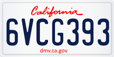 CA license plate 6VCG393