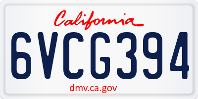 CA license plate 6VCG394
