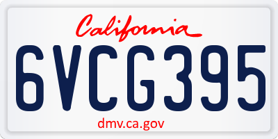 CA license plate 6VCG395