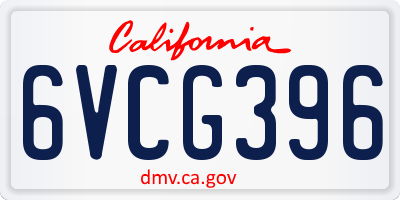 CA license plate 6VCG396