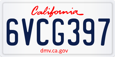 CA license plate 6VCG397