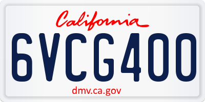 CA license plate 6VCG400