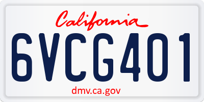 CA license plate 6VCG401