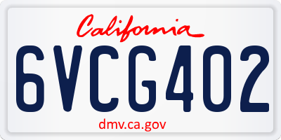 CA license plate 6VCG402