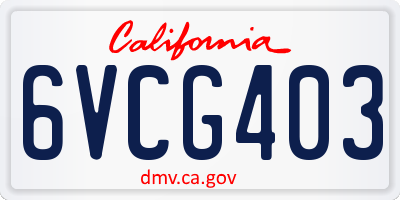 CA license plate 6VCG403