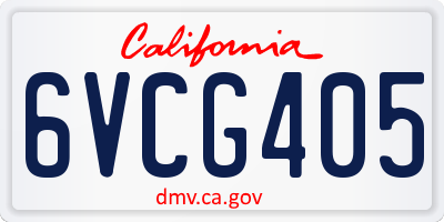 CA license plate 6VCG405