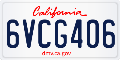 CA license plate 6VCG406