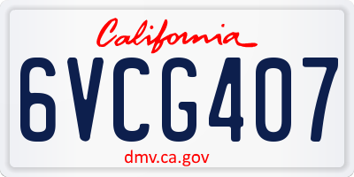 CA license plate 6VCG407