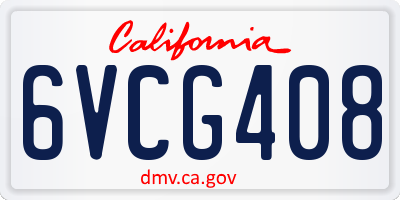 CA license plate 6VCG408