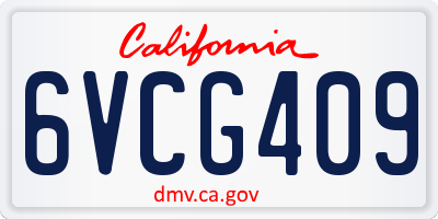 CA license plate 6VCG409