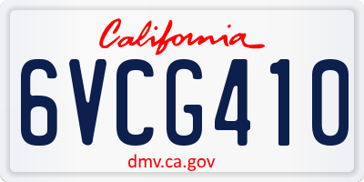 CA license plate 6VCG410