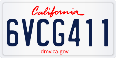 CA license plate 6VCG411