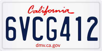 CA license plate 6VCG412