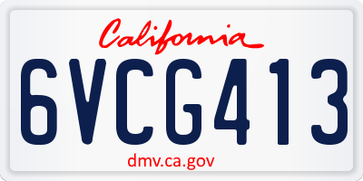 CA license plate 6VCG413