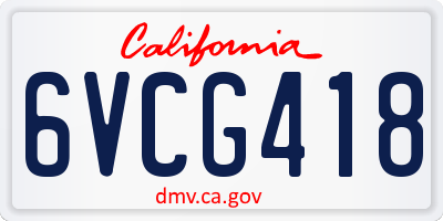 CA license plate 6VCG418