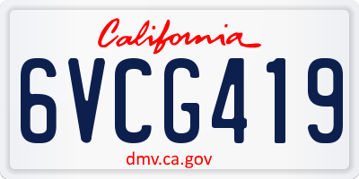 CA license plate 6VCG419