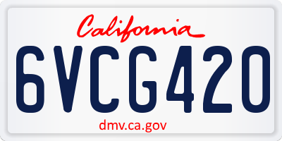 CA license plate 6VCG420