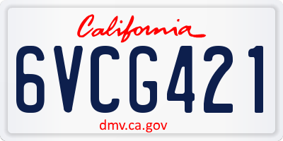 CA license plate 6VCG421