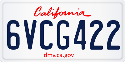 CA license plate 6VCG422