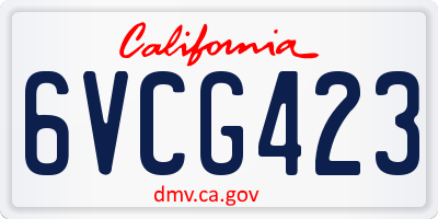 CA license plate 6VCG423