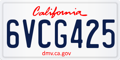CA license plate 6VCG425