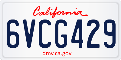 CA license plate 6VCG429