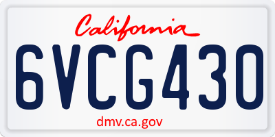 CA license plate 6VCG430