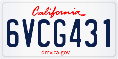 CA license plate 6VCG431