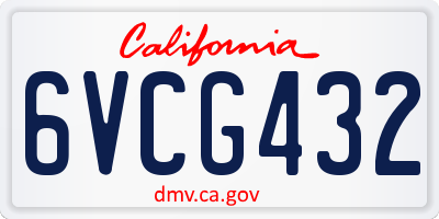 CA license plate 6VCG432