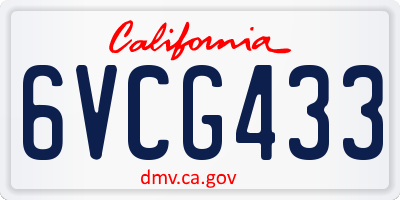 CA license plate 6VCG433
