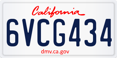 CA license plate 6VCG434