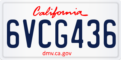 CA license plate 6VCG436