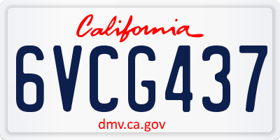 CA license plate 6VCG437