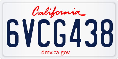 CA license plate 6VCG438