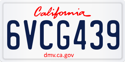 CA license plate 6VCG439