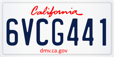 CA license plate 6VCG441