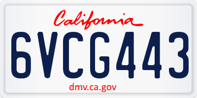 CA license plate 6VCG443