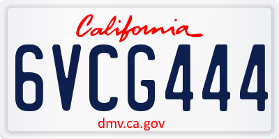 CA license plate 6VCG444