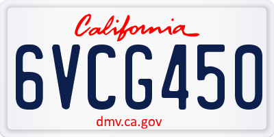 CA license plate 6VCG450