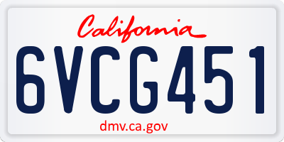 CA license plate 6VCG451