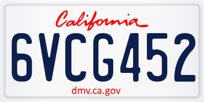 CA license plate 6VCG452
