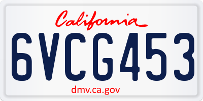 CA license plate 6VCG453